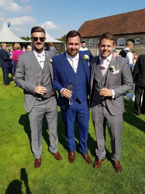Grey And Blue Slim Fit Suits