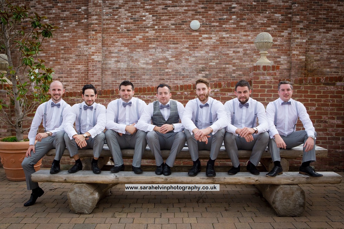 James and his groomsmen in bow tie, braces and a waistcoat