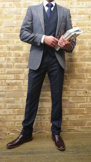 Grey and Blue Wool Suit