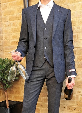 Dark Blue Textured 3 Piece Suit