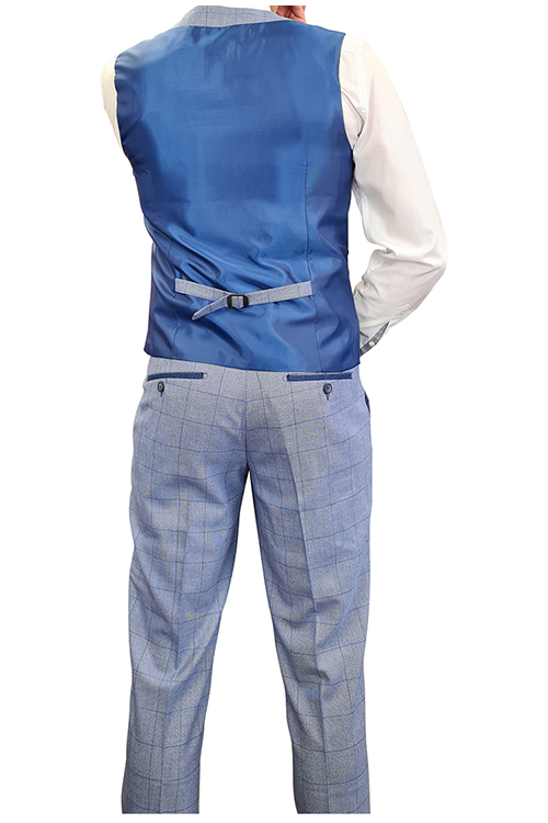 Fratelli – Blue Window Pane Check 3 Piece Suit