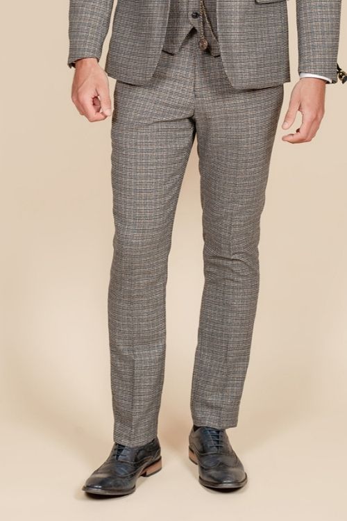 Marc Darcy – Hardwick Blue and Tan Check Tweed Trouser
