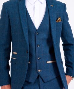 Marc Darcy – Dion Blue Tweed Check Three Piece Suit