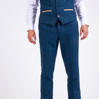 Marc Darcy – Dion Blue Tweed Check Three Piece Suit