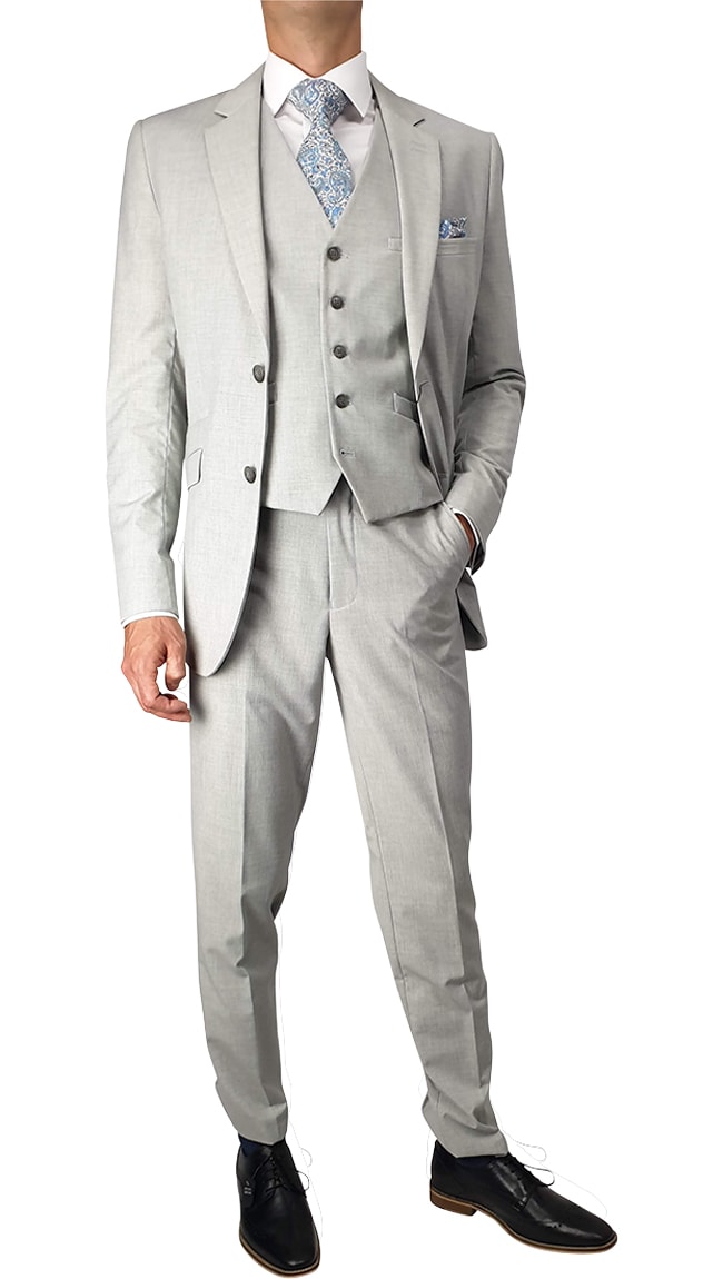 Cavani Veneto Light Grey 3pc Suit | Astares