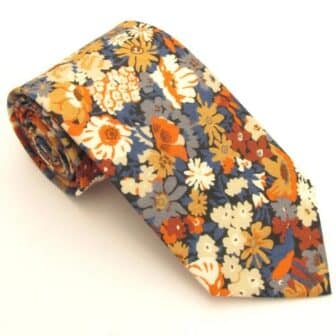 Thorpe Orange Cotton Tie Made with Liberty Fabric