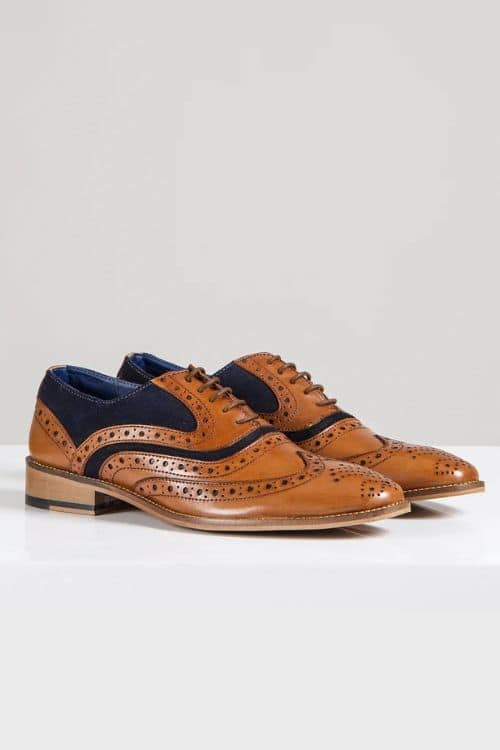 Marc Darcy - Murray Tan and Blue Suede Leather Shoe