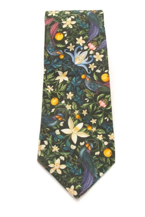Forbidden Fruit Green Cotton Tie Made with Liberty Fabric