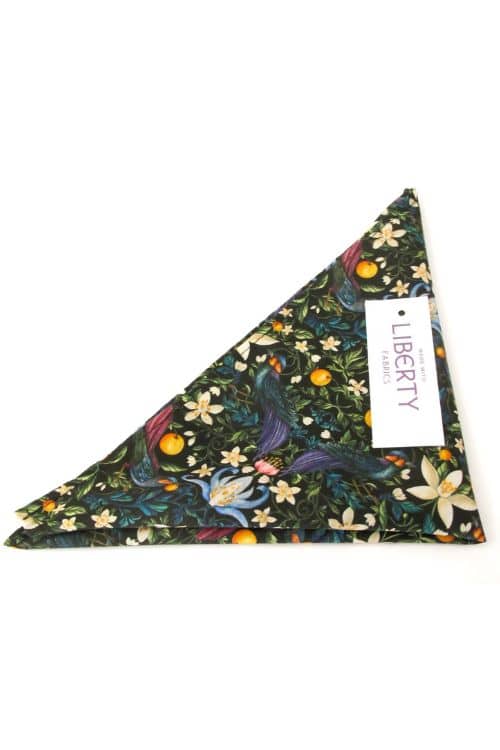 Forbidden Fruit Green Cotton Pocket Square Made with Liberty Fabric