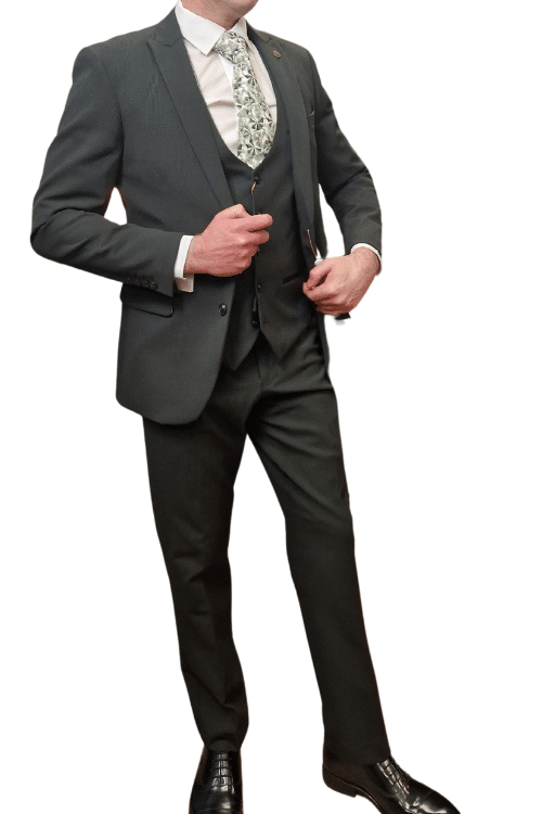 Marc Darcy: Bromley Olive Green Check Three Piece Suit