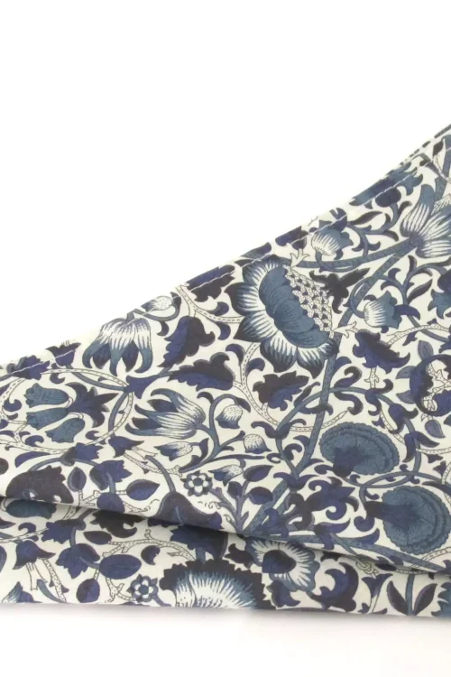 Lodden Navy Organic Cotton Pocket Square Made with Liberty Fabric