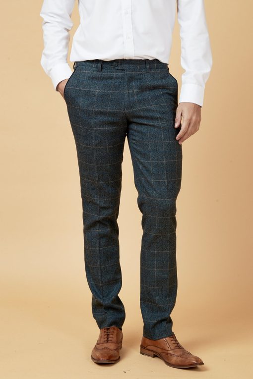 Marc Darcy - Scott Blue Tweed Check Trousers
