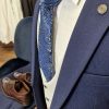 Navy Subtle Check With Stone Waistcoat and Paisley Tie