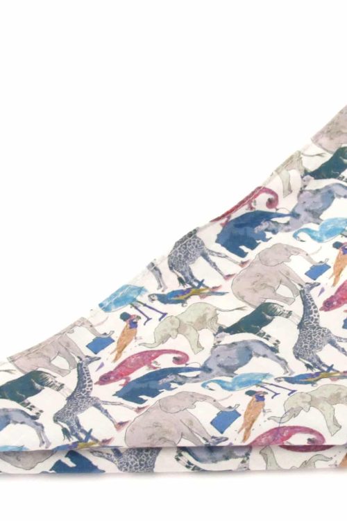 Queue For The Zoo Cotton Pocket Square Made with Liberty Fabric