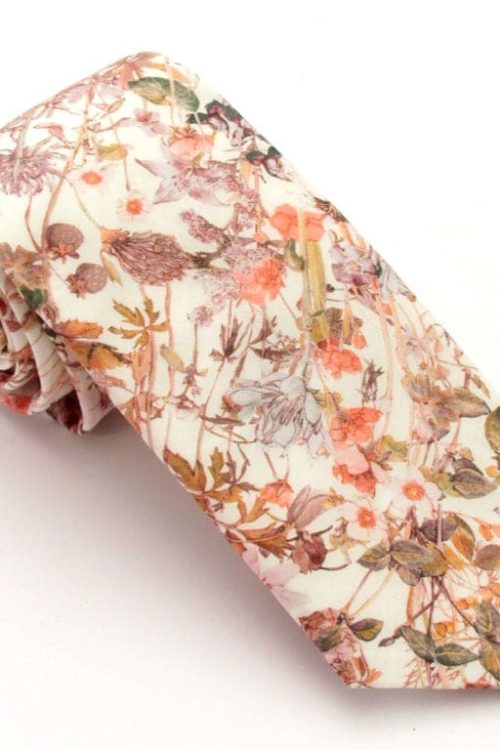 Wild Flowers Pink Cotton Tie Made with Liberty Fabric