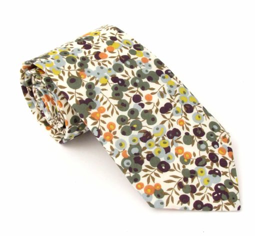 Wiltshire Bud Green Cotton Tie Made With Liberty Fabric