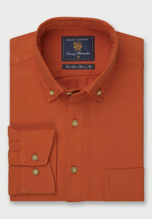 Burnt Orange Garment Washed Twill Classic and Tailored Fit Shirt3
