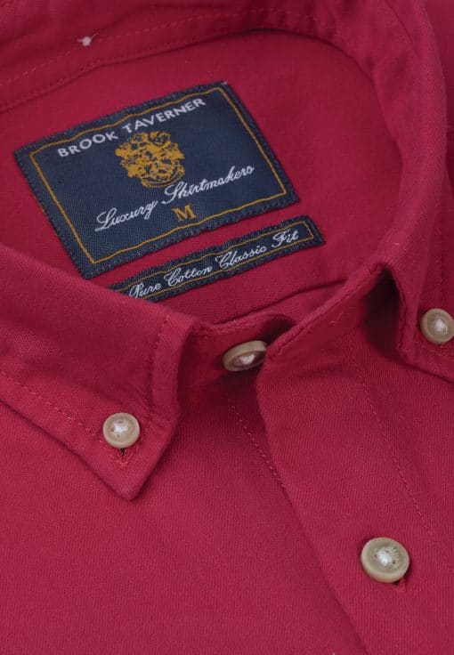 Fuchsia Classic and Tailored Fit Garment Washed Twill Shirt 2