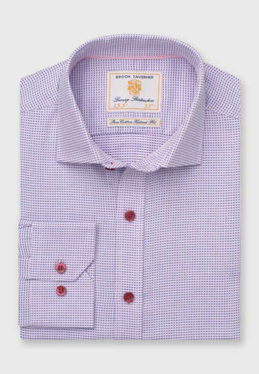 Brook Taverner Tailored Fit Pink and Blue Dobby Cotton Shirt