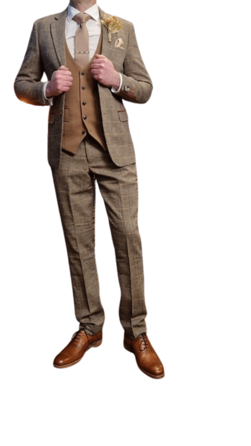 The Ted Tan Tweed Suit With Tan Waistcoat