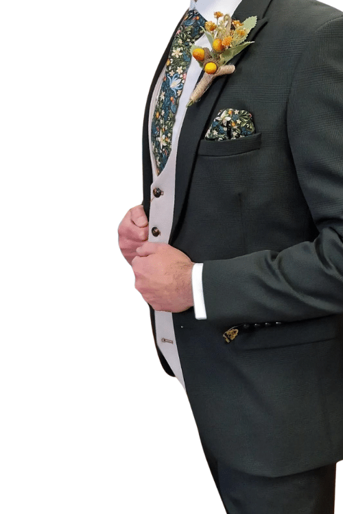 The Marc Darcy Bromley Olive Suit with Stone Waistcoat