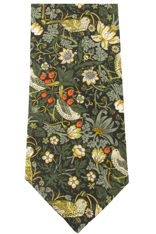 Strawberry Thief Forest Cotton Tie Made with Liberty Fabric