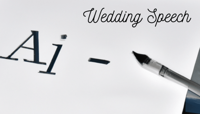 A wedding speech with pen and the word AI written