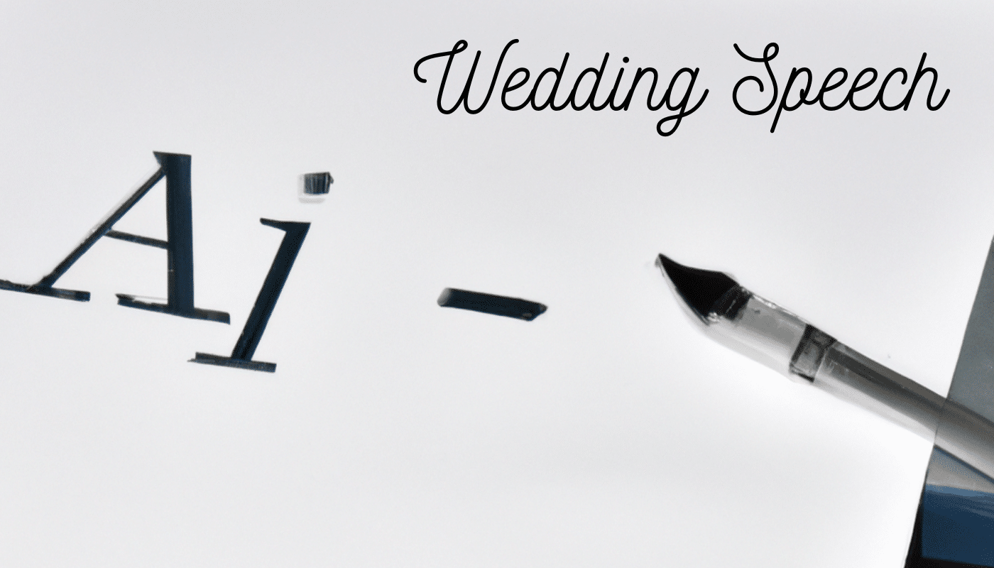 A wedding speech with pen and the word AI written