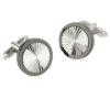 Silver Finish Circle Cufflinks with Gunmetal Rim