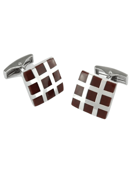 Dark Red Chrome Finished Square Cufflinks