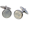 Round Rhodium and White Finished Cufflinks