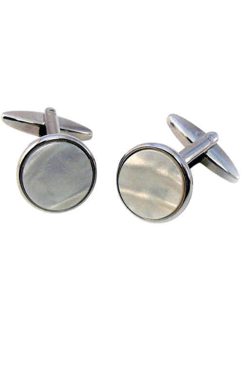 Round Rhodium and White Finished Cufflinks