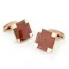 Square Rose Gold Wood Finish Cufflinks