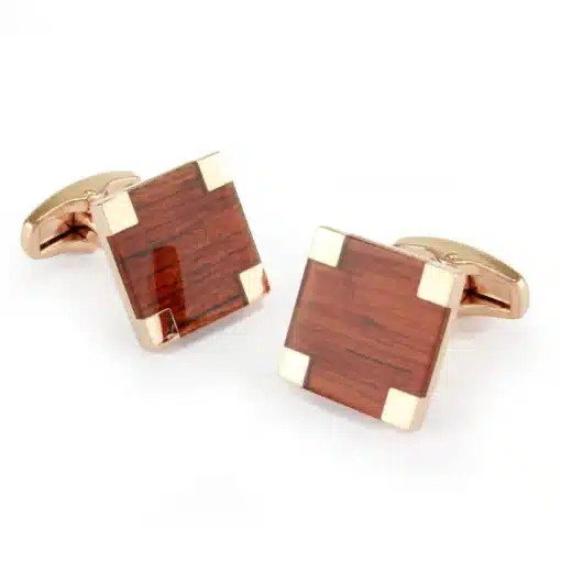 Square Rose Gold Wood Finish Cufflinks