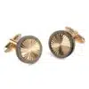 Rose Gold Finish Circle Cufflinks with Gunmetal Rim