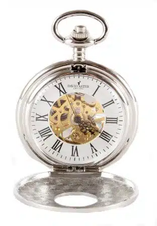 Silver Patterned Half Hunter Mechanical Pocket Watch