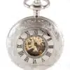 Silver Patterned Half Hunter Mechanical Pocket Watch