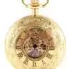 Gold Patterned Half Hunter Mechanical Pocket Watch