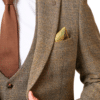 Marc Darcy Kris Tan Tweed Check Three-Piece Suit