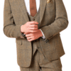 Marc Darcy Kris Tan Tweed Check Three-Piece Suit