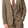 Marc Darcy Kris Tan Tweed Check Three-Piece Suit