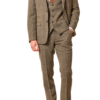 Marc Darcy Kris Tan Tweed Check Three-Piece Suit