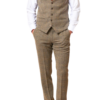 Marc Darcy Kris Tan Tweed Check Three-Piece Suit