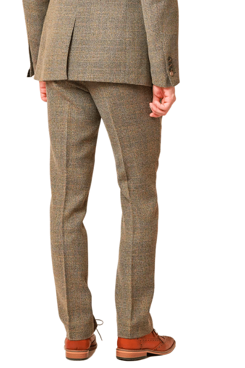 Marc Darcy Kris Tan Tweed Check Three-Piece Suit