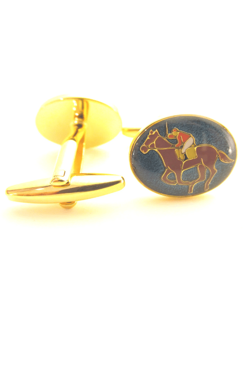 Gold Horse Racing Novelty Cufflinks