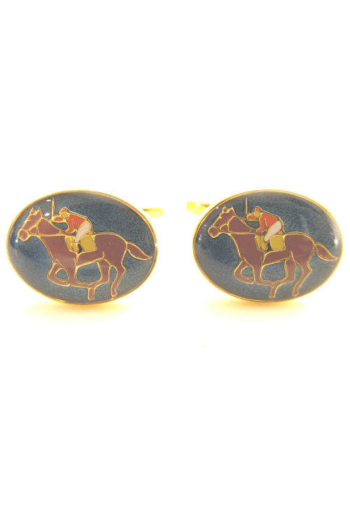 Gold Horse Racing Novelty Cufflinks