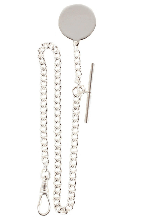 Waistcoat chain silver sale