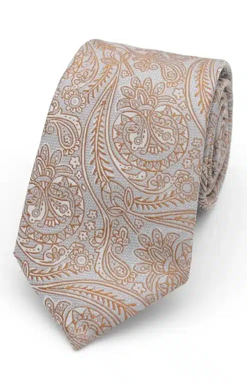 Paisley Lace Tie - Copper/Grey